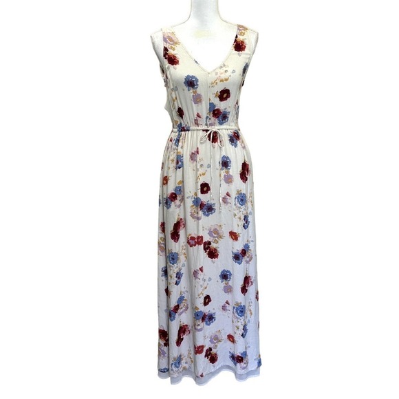 Lucky Brand cream floral maxidress, small, coastal, beach, flowy, wedding - Picture 1 of 7